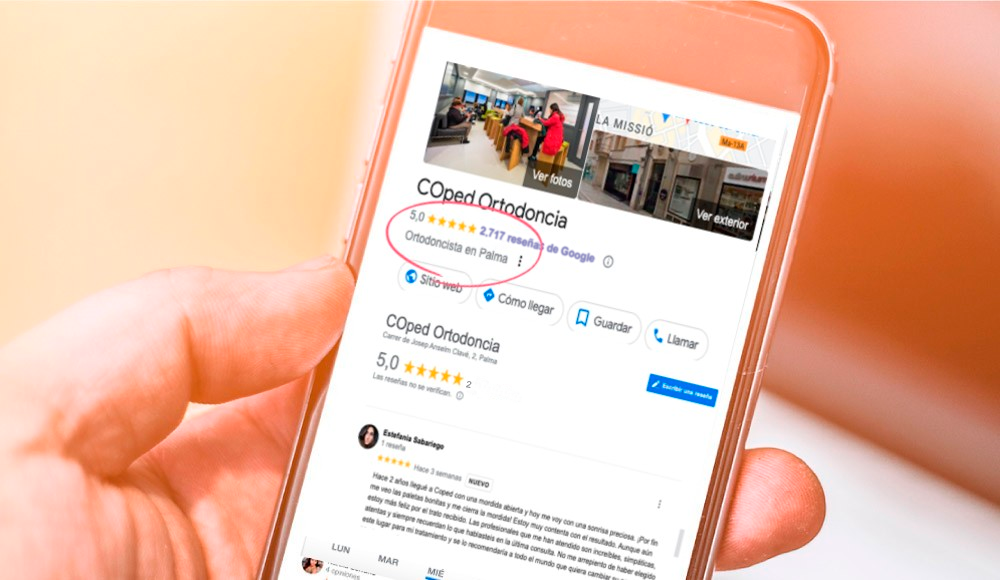 Reseñas de Google 'C'O'ped' Ortodoncia en Palma de Mallorca